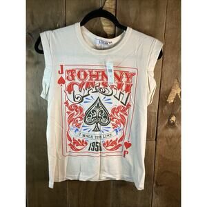 Anthropologie Let Luv Johnny Cash Tank Top Size XS Ivory